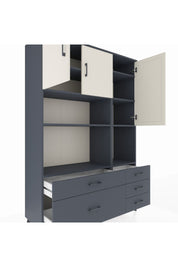 Hyperion Dolap 8 Raflı 5 Çekmeceli 3 Kapaklı 132x44x195 Antrasit-Aytaşı/Antrasit
