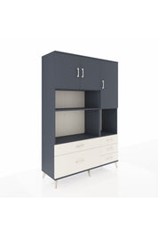 Hyperion Dolap 8 Raflı 5 Çekmeceli 3 Kapaklı 132x44x195 Antrasit-Antrasit/Aytaşı