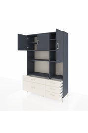 Hyperion Dolap 8 Raflı 5 Çekmeceli 3 Kapaklı 132x44x195 Antrasit-Antrasit/Aytaşı