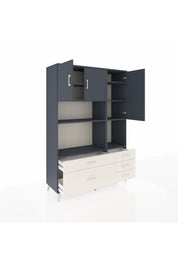 Hyperion Dolap 8 Raflı 5 Çekmeceli 3 Kapaklı 132x44x195 Antrasit-Antrasit/Aytaşı