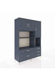 Hyperion Dolap 8 Raflı 5 Çekmeceli 3 Kapaklı 132x44x195 Antrasit-Antrasit/Antrasit