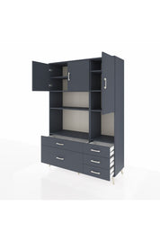 Hyperion Dolap 8 Raflı 5 Çekmeceli 3 Kapaklı 132x44x195 Antrasit-Antrasit/Antrasit