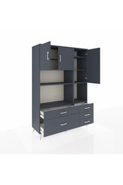 Hyperion Dolap 8 Raflı 5 Çekmeceli 3 Kapaklı 132x44x195 Antrasit-Antrasit/Antrasit