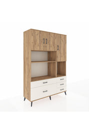 Hyperion Dolap 8 Raflı 5 Çekmeceli 3 Kapaklı 132x44x195 Çam-Çam/Aytaşı
