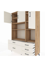 Hyperion Dolap 8 Raflı 5 Çekmeceli 3 Kapaklı 132x44x195 Çam-Aytaşı/Aytaşı