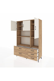 Hyperion Dolap 8 Raflı 5 Çekmeceli 3 Kapaklı 132x44x195 Çam-Aytaşı/Çam