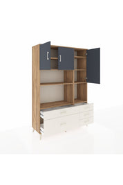 Hyperion Dolap 8 Raflı 5 Çekmeceli 3 Kapaklı 132x44x195 Çam-Antrasit/Aytaşı
