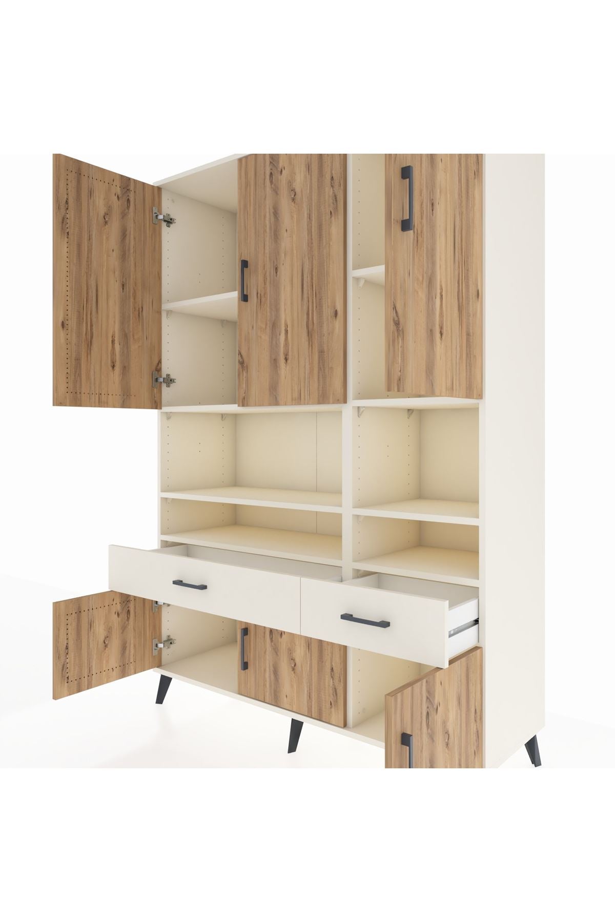 Hyperion Dolap 8 Raflı 2 Çekmeceli 6 Kapaklı 132x44x195 Aytaşı-Çam/Aytaşı