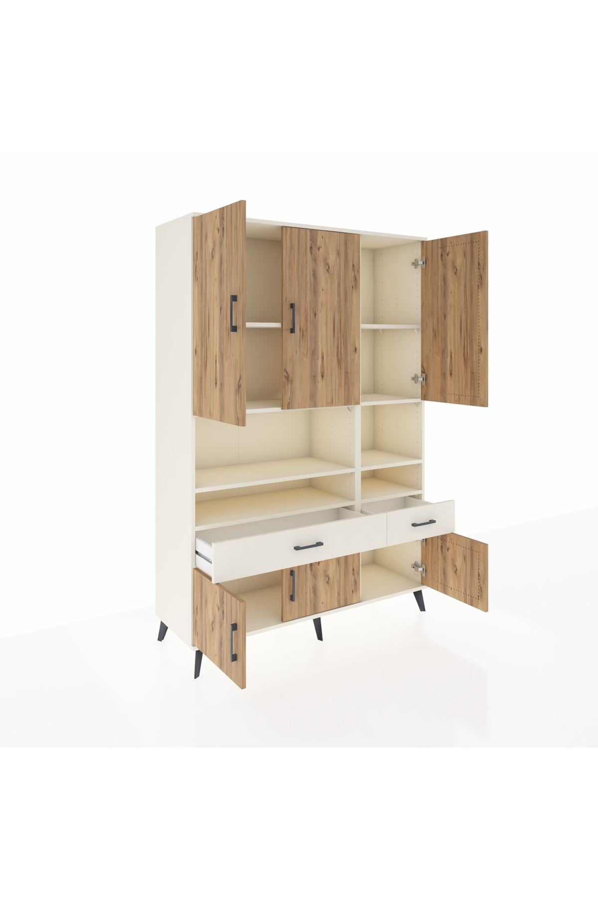 Hyperion Dolap 8 Raflı 2 Çekmeceli 6 Kapaklı 132x44x195 Aytaşı-Çam/Aytaşı