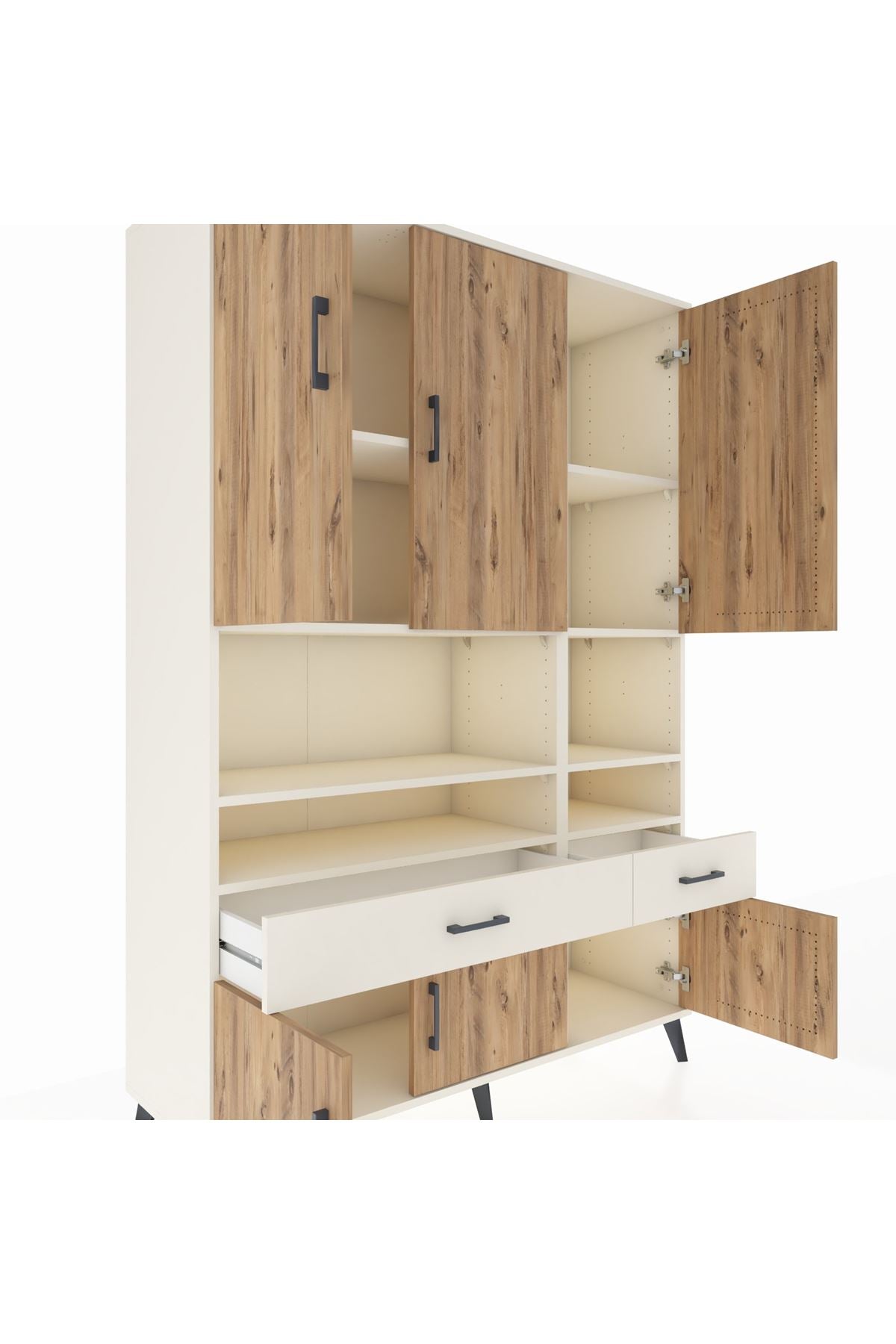 Hyperion Dolap 8 Raflı 2 Çekmeceli 6 Kapaklı 132x44x195 Aytaşı-Çam/Aytaşı