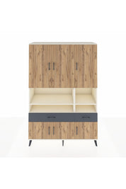 Hyperion Dolap 8 Raflı 2 Çekmeceli 6 Kapaklı 132x44x195 Aytaşı-Çam/Antrasit