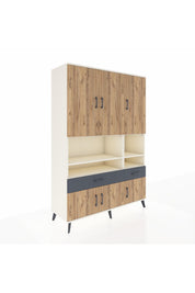 Hyperion Dolap 8 Raflı 2 Çekmeceli 6 Kapaklı 132x44x195 Aytaşı-Çam/Antrasit