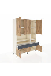 Hyperion Dolap 8 Raflı 2 Çekmeceli 6 Kapaklı 132x44x195 Aytaşı-Çam/Antrasit