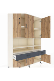 Hyperion Dolap 8 Raflı 2 Çekmeceli 6 Kapaklı 132x44x195 Aytaşı-Çam/Antrasit