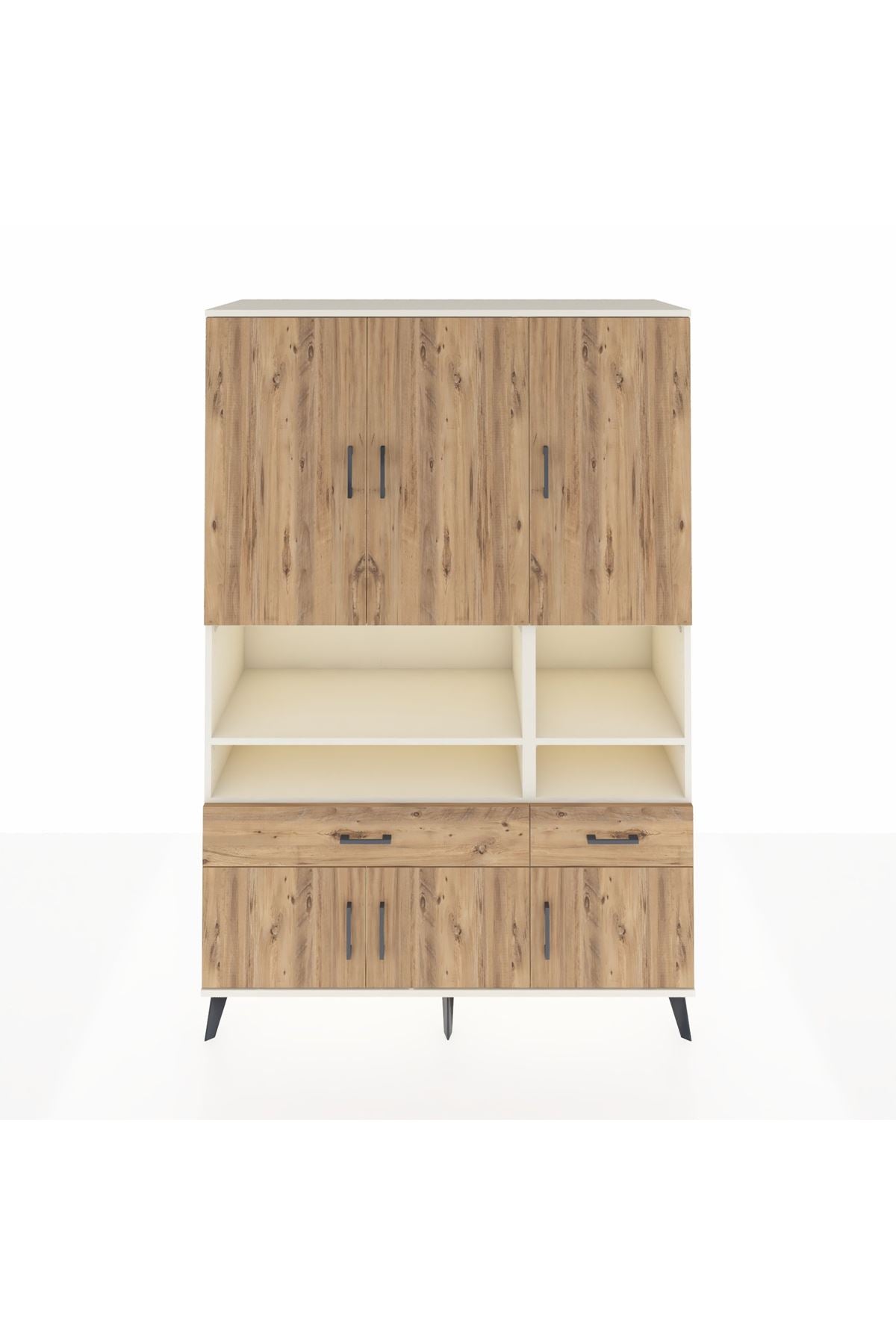 Hyperion Dolap 8 Raflı 2 Çekmeceli 6 Kapaklı 132x44x195 Aytaşı-Çam/Çam