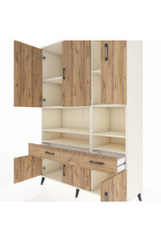 Hyperion Dolap 8 Raflı 2 Çekmeceli 6 Kapaklı 132x44x195 Aytaşı-Çam/Çam