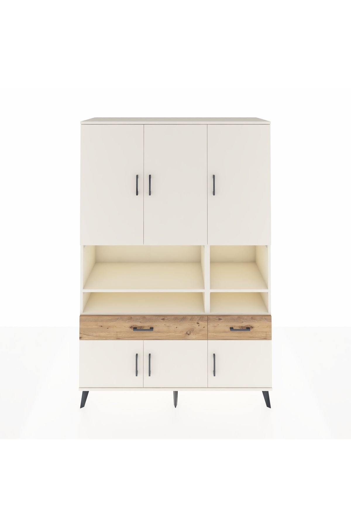 Hyperion Dolap 8 Raflı 2 Çekmeceli 6 Kapaklı 132x44x195 Aytaşı-Aytaşı/Çam