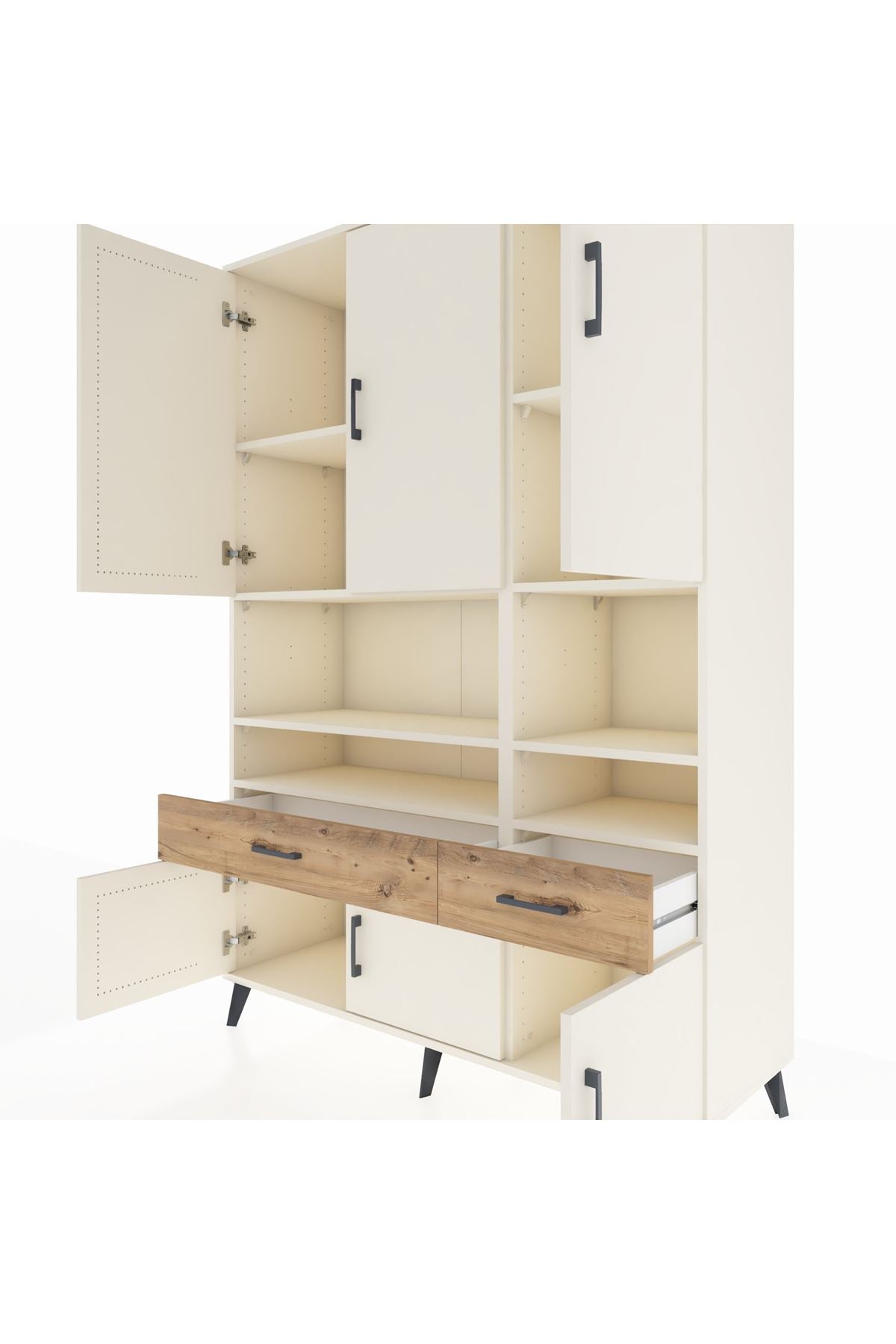 Hyperion Dolap 8 Raflı 2 Çekmeceli 6 Kapaklı 132x44x195 Aytaşı-Aytaşı/Çam