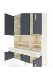 Hyperion Dolap 8 Raflı 2 Çekmeceli 6 Kapaklı 132x44x195 Aytaşı-Antrasit/Aytaşı