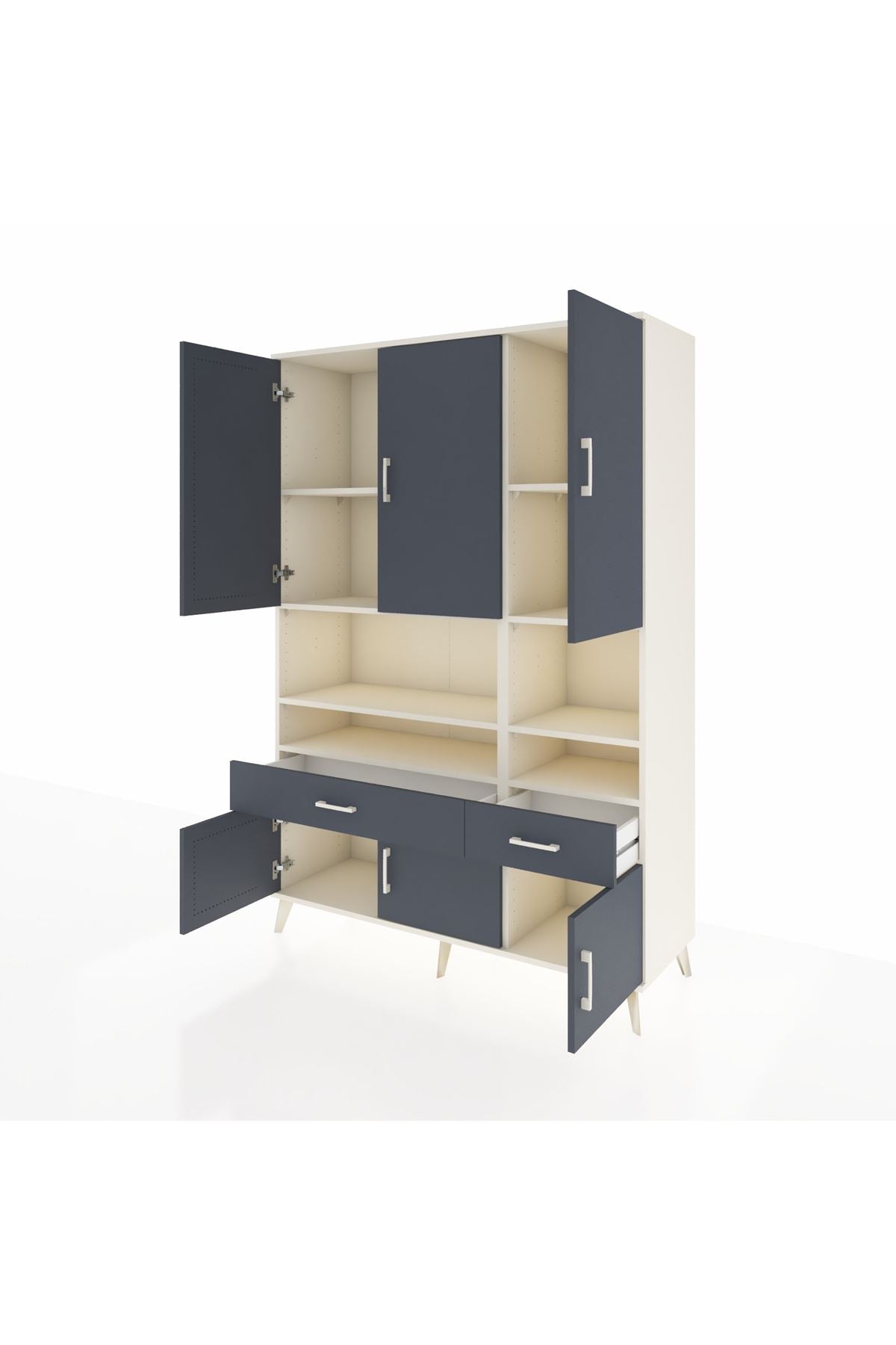 Hyperion Dolap 8 Raflı 2 Çekmeceli 6 Kapaklı 132x44x195 Aytaşı-Antrasit/Antrasit