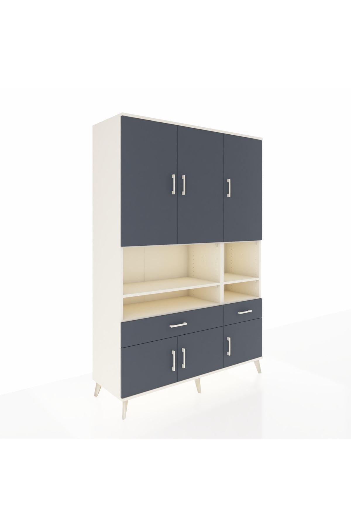 Hyperion Dolap 8 Raflı 2 Çekmeceli 6 Kapaklı 132x44x195 Aytaşı-Antrasit/Antrasit