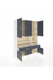 Hyperion Dolap 8 Raflı 2 Çekmeceli 6 Kapaklı 132x44x195 Aytaşı-Antrasit/Antrasit