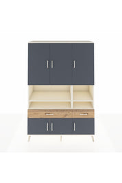 Hyperion Dolap 8 Raflı 2 Çekmeceli 6 Kapaklı 132x44x195 Aytaşı-Antrasit/Çam