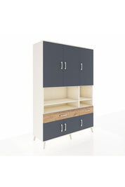 Hyperion Dolap 8 Raflı 2 Çekmeceli 6 Kapaklı 132x44x195 Aytaşı-Antrasit/Çam