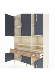 Hyperion Dolap 8 Raflı 2 Çekmeceli 6 Kapaklı 132x44x195 Aytaşı-Antrasit/Çam