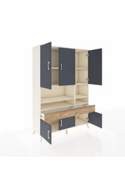 Hyperion Dolap 8 Raflı 2 Çekmeceli 6 Kapaklı 132x44x195 Aytaşı-Antrasit/Çam