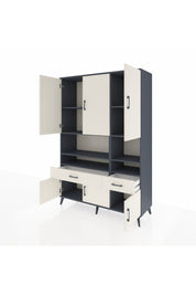 Hyperion Dolap 8 Raflı 2 Çekmeceli 6 Kapaklı 132x44x195 Antrasit-Aytaşı/Aytaşı