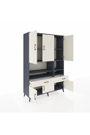 Hyperion Dolap 8 Raflı 2 Çekmeceli 6 Kapaklı 132x44x195 Antrasit-Aytaşı/Aytaşı