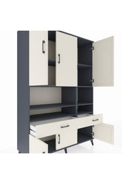 Hyperion Dolap 8 Raflı 2 Çekmeceli 6 Kapaklı 132x44x195 Antrasit-Aytaşı/Aytaşı