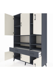 Hyperion Dolap 8 Raflı 2 Çekmeceli 6 Kapaklı 132x44x195 Antrasit-Aytaşı/Antrasit