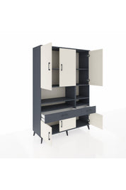 Hyperion Dolap 8 Raflı 2 Çekmeceli 6 Kapaklı 132x44x195 Antrasit-Aytaşı/Antrasit