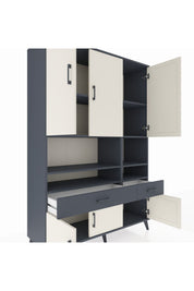 Hyperion Dolap 8 Raflı 2 Çekmeceli 6 Kapaklı 132x44x195 Antrasit-Aytaşı/Antrasit