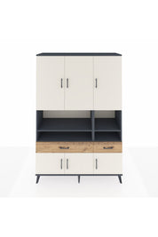 Hyperion Dolap 8 Raflı 2 Çekmeceli 6 Kapaklı 132x44x195 Antrasit-Aytaşı/Çam