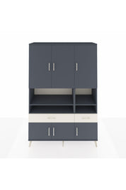 Hyperion Dolap 8 Raflı 2 Çekmeceli 6 Kapaklı 132x44x195 Antrasit-Antrasit/Aytaşı