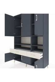 Hyperion Dolap 8 Raflı 2 Çekmeceli 6 Kapaklı 132x44x195 Antrasit-Antrasit/Aytaşı