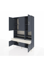 Hyperion Dolap 8 Raflı 2 Çekmeceli 6 Kapaklı 132x44x195 Antrasit-Antrasit/Aytaşı