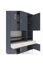 Hyperion Dolap 8 Raflı 2 Çekmeceli 6 Kapaklı 132x44x195 Antrasit-Antrasit/Aytaşı