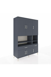 Hyperion Dolap 8 Raflı 2 Çekmeceli 6 Kapaklı 132x44x195 Antrasit-Antrasit/Antrasit