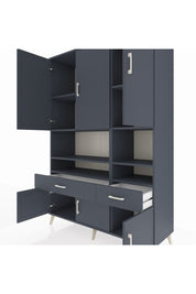 Hyperion Dolap 8 Raflı 2 Çekmeceli 6 Kapaklı 132x44x195 Antrasit-Antrasit/Antrasit