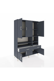 Hyperion Dolap 8 Raflı 2 Çekmeceli 6 Kapaklı 132x44x195 Antrasit-Antrasit/Antrasit