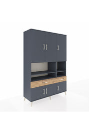 Hyperion Dolap 8 Raflı 2 Çekmeceli 6 Kapaklı 132x44x195 Antrasit-Antrasit/Çam