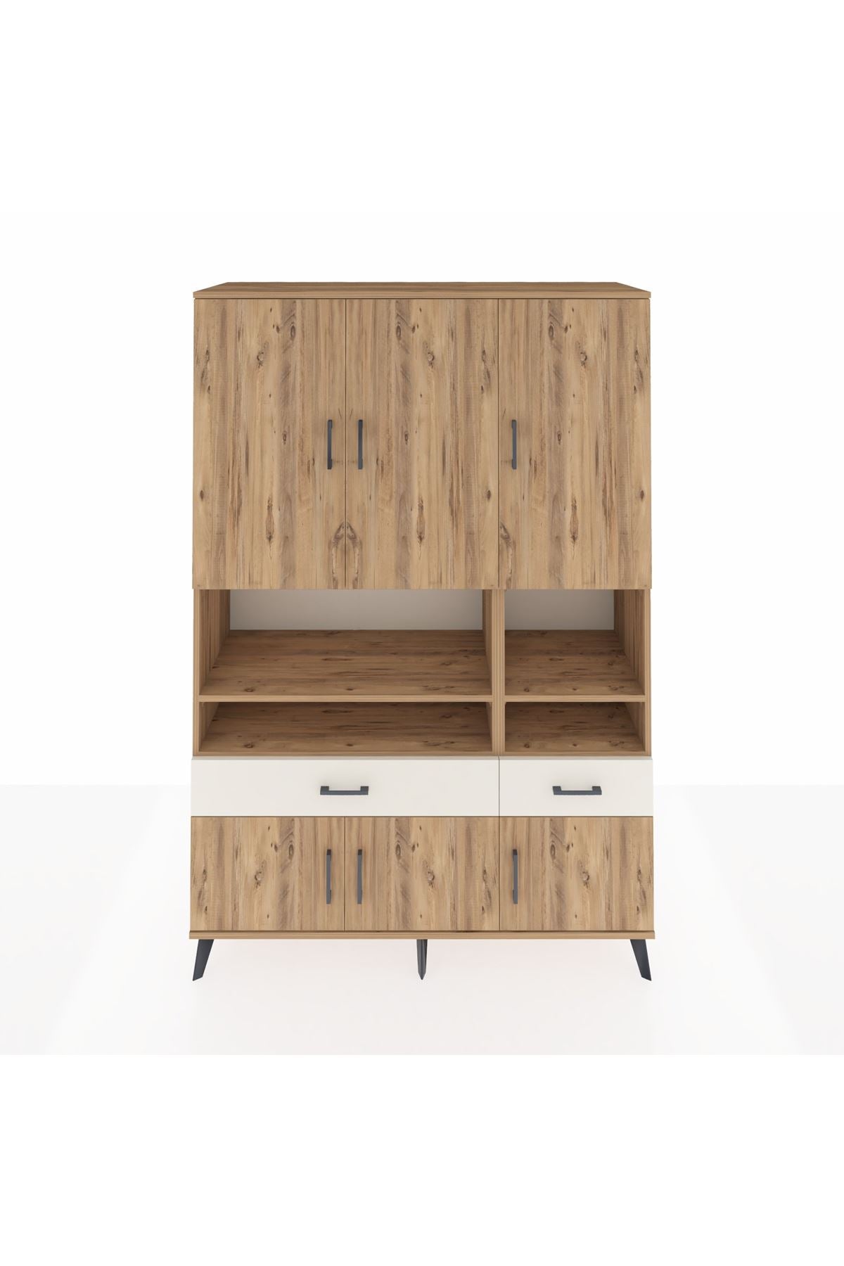 Hyperion Dolap 8 Raflı 2 Çekmeceli 6 Kapaklı 132x44x195 Çam-Çam/Aytaşı