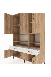 Hyperion Dolap 8 Raflı 2 Çekmeceli 6 Kapaklı 132x44x195 Çam-Çam/Aytaşı