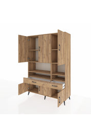 Hyperion Dolap 8 Raflı 2 Çekmeceli 6 Kapaklı 132x44x195 Çam-Çam/Çam