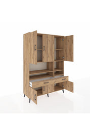 Hyperion Dolap 8 Raflı 2 Çekmeceli 6 Kapaklı 132x44x195 Çam-Çam/Çam