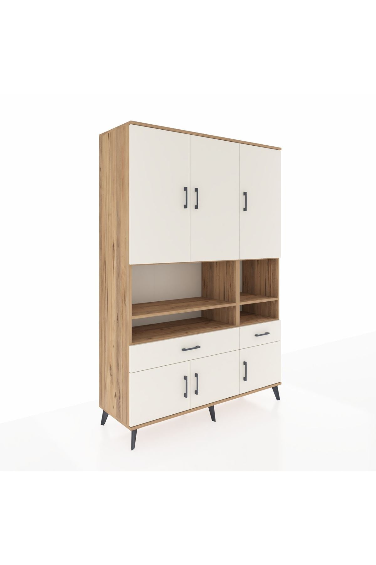 Hyperion Dolap 8 Raflı 2 Çekmeceli 6 Kapaklı 132x44x195 Çam-Aytaşı/Aytaşı